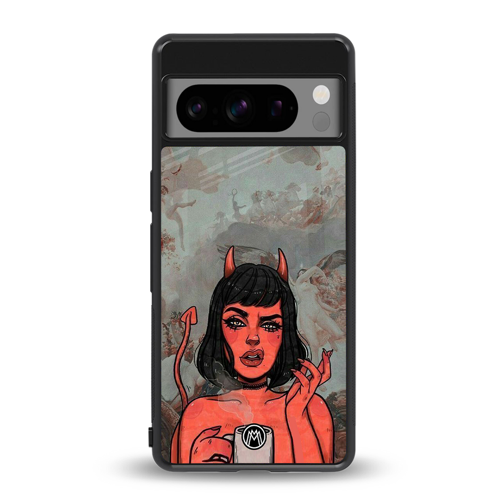 devil buys mymerchandize back phone cover | glass case for google pixel 8 pro