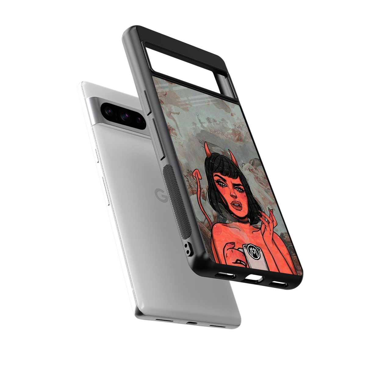 devil buys mymerchandize back phone cover | glass case for google pixel 8 pro