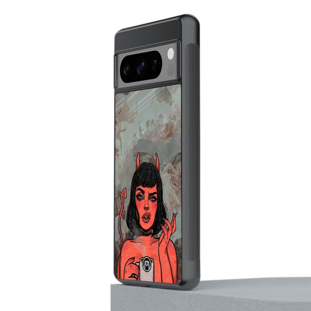 devil buys mymerchandize back phone cover | glass case for google pixel 8 pro