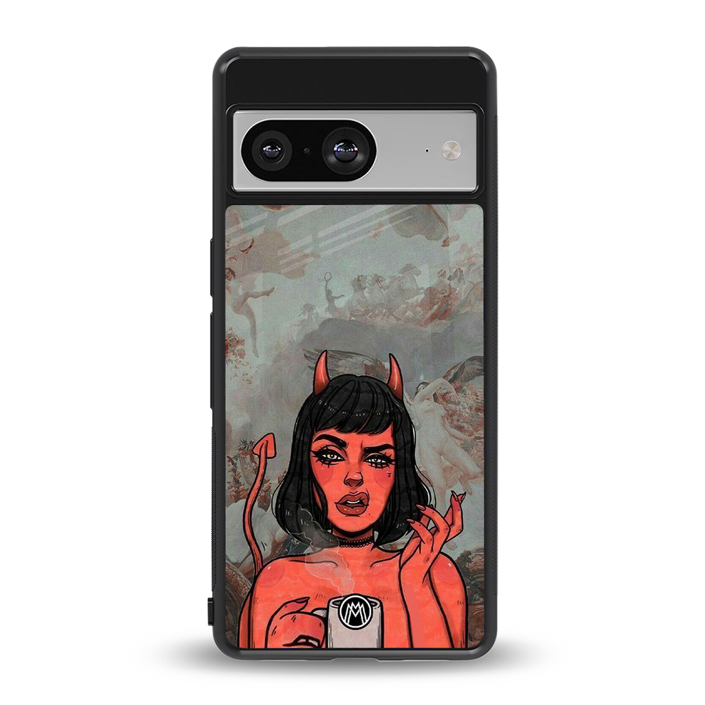 devil buys mymerchandize back phone cover | glass case for Google Pixel 8
