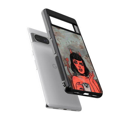 devil buys mymerchandize back phone cover | glass case for Google Pixel 8