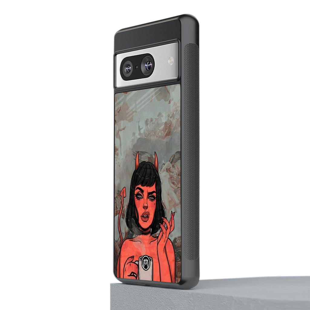 devil buys mymerchandize back phone cover | glass case for Google Pixel 8