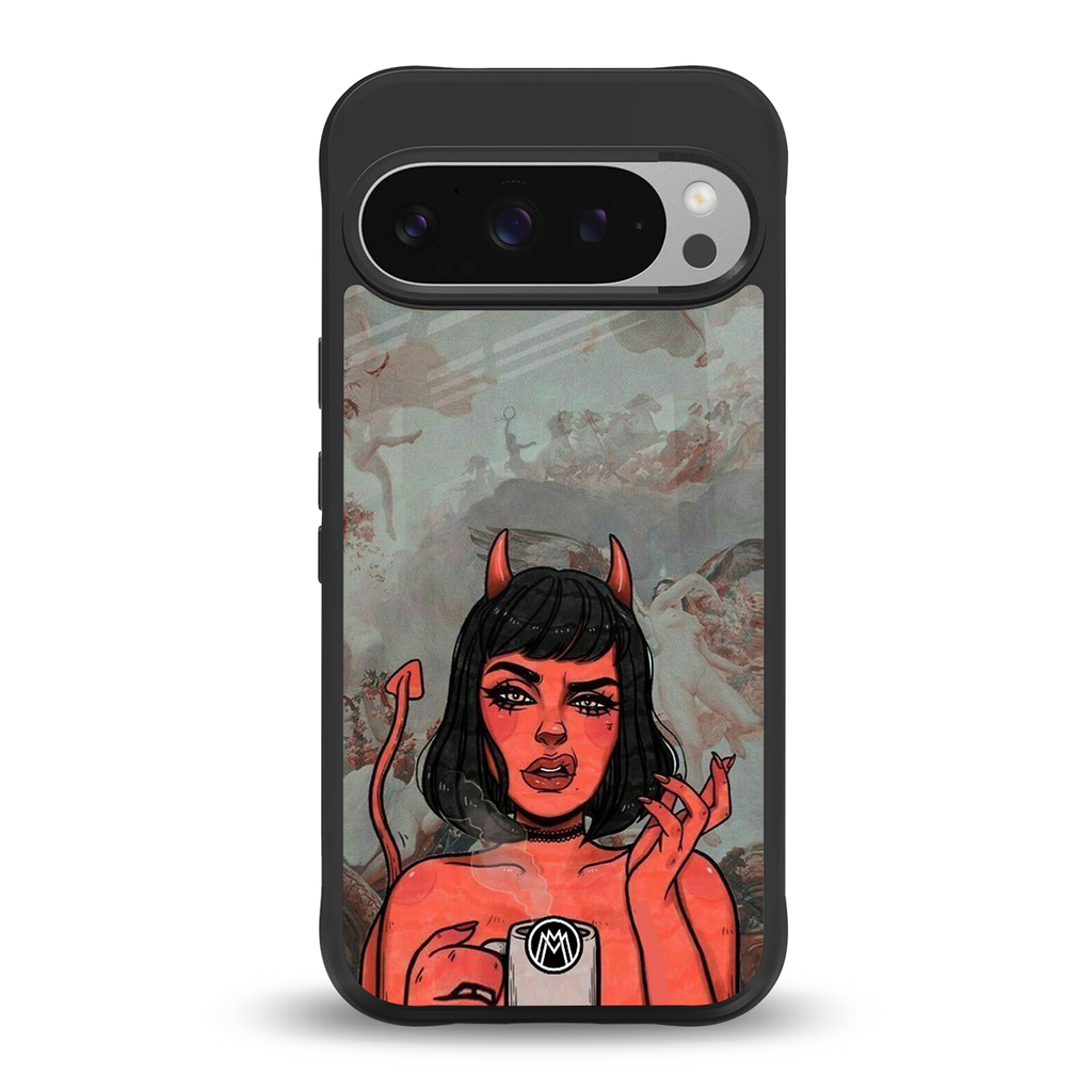 devil buys mymerchandize back phone cover | glass case for google pixel 9 pro