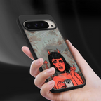 devil buys mymerchandize back phone cover | glass case for google pixel 9 pro
