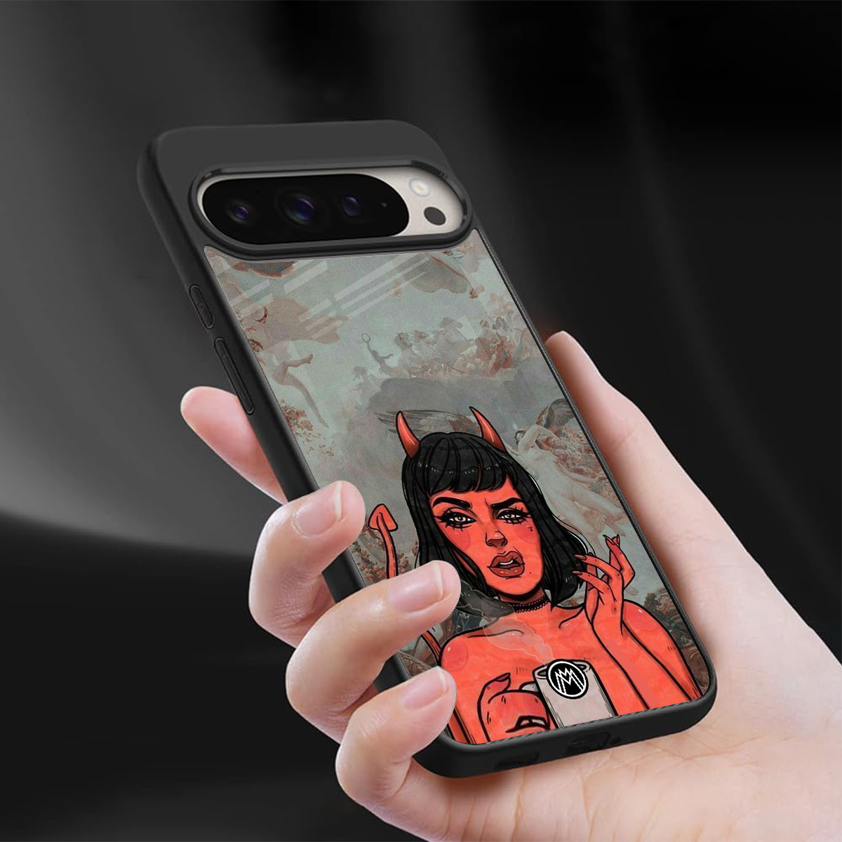 devil buys mymerchandize back phone cover | glass case for google pixel 9 pro
