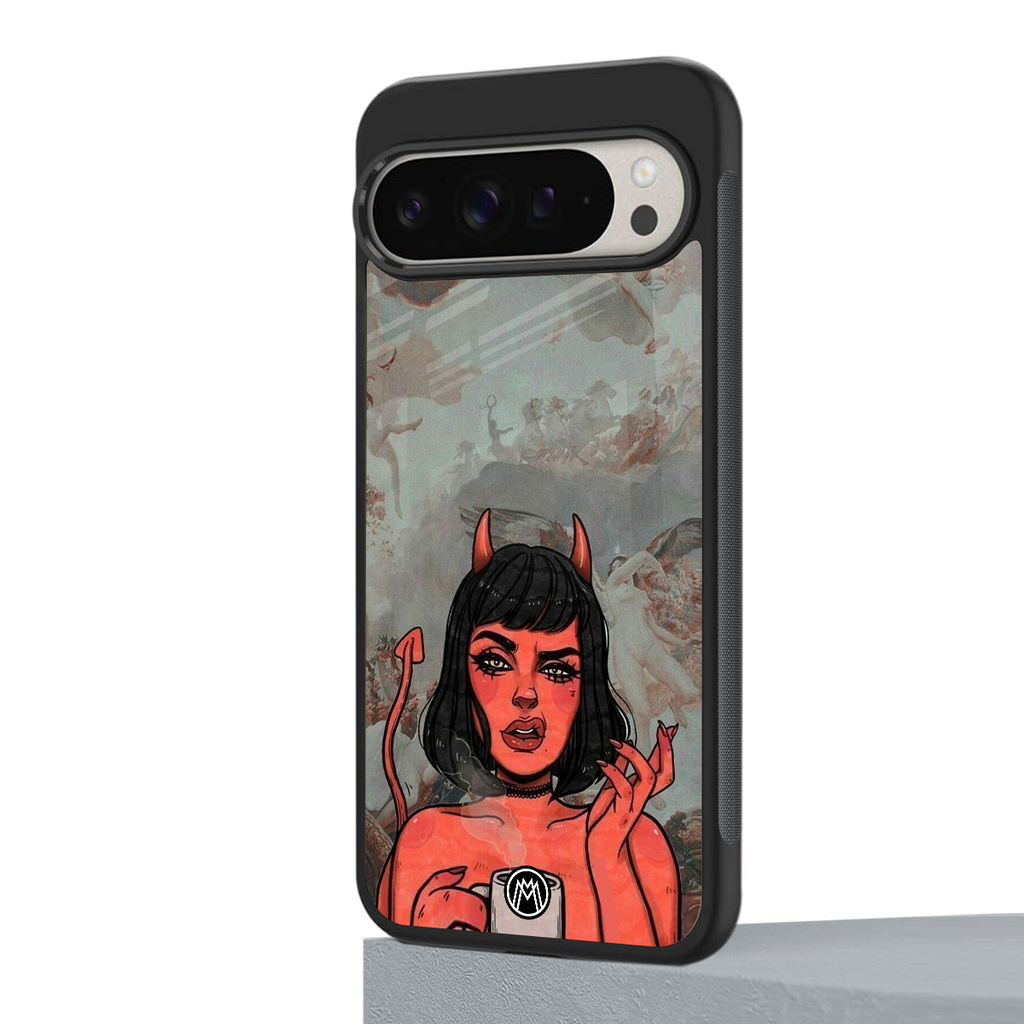 devil buys mymerchandize back phone cover | glass case for google pixel 9 pro xl