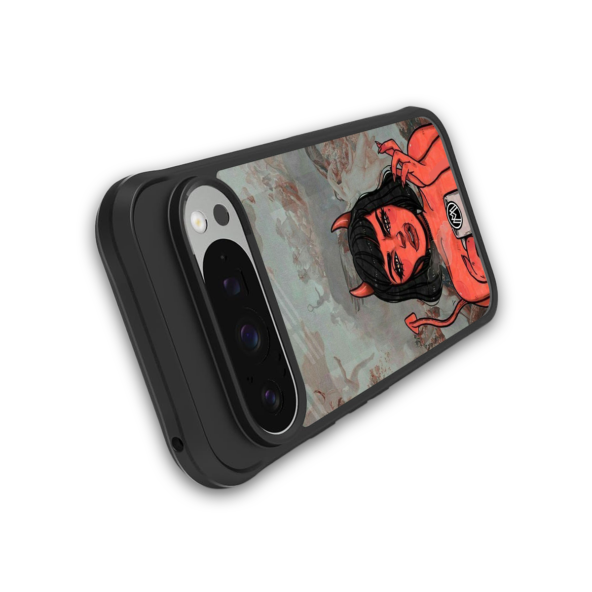devil buys mymerchandize back phone cover | glass case for google pixel 9 pro