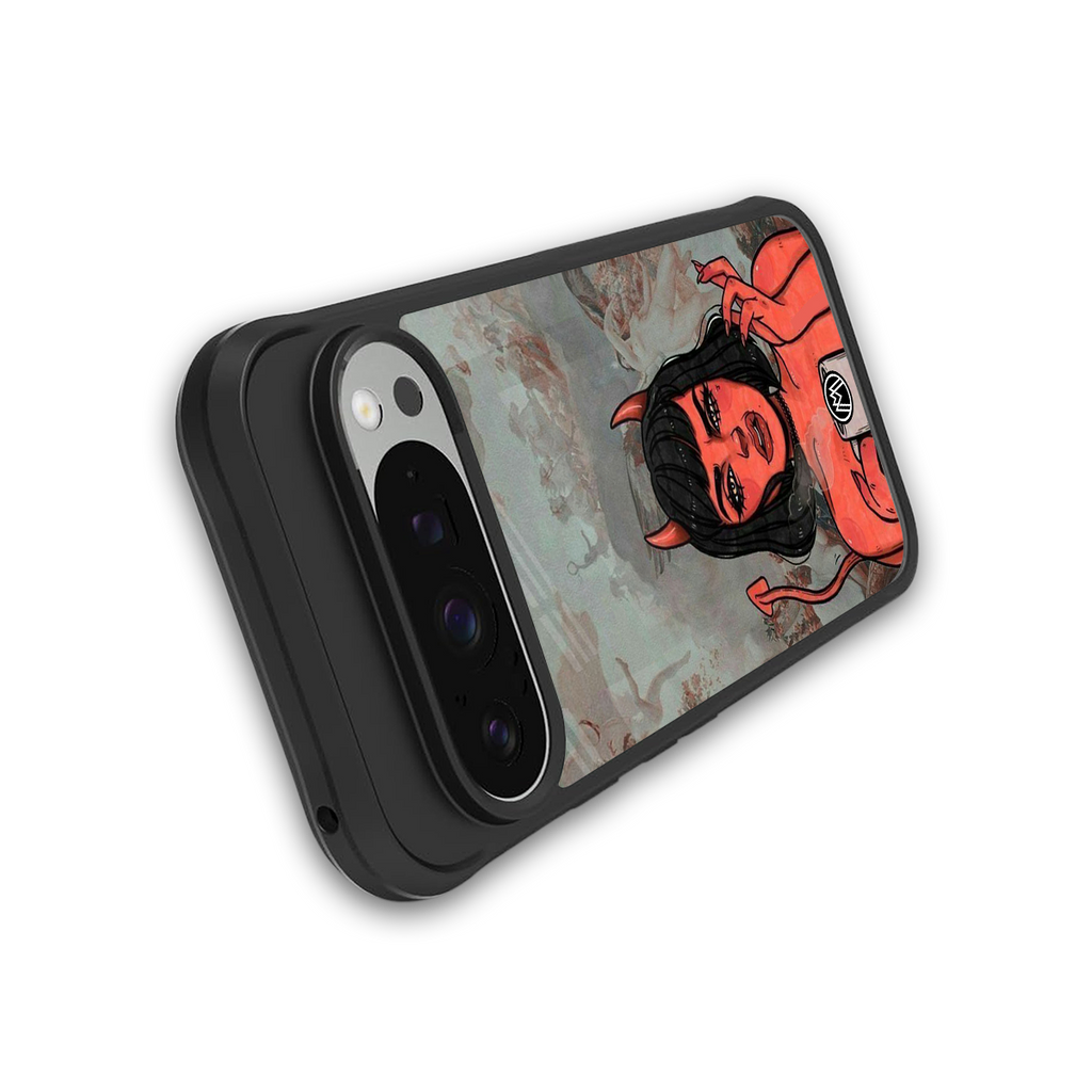 devil buys mymerchandize back phone cover | glass case for google pixel 9 pro xl