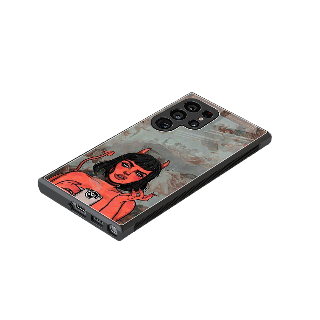 devil buys mymerchandize back phone cover | glass case for samsung galaxy s23 ultra