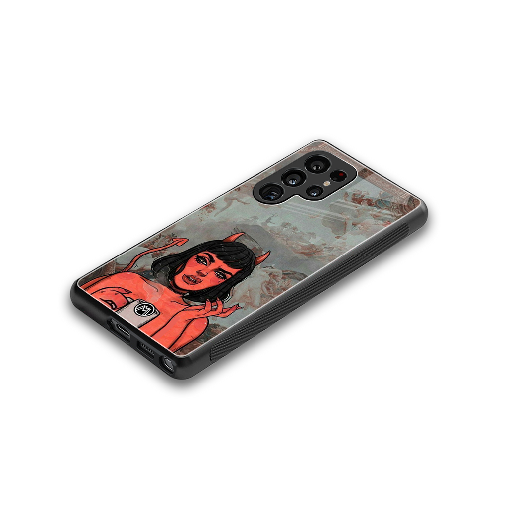 devil buys mymerchandize back phone cover | glass case for samsung galaxy s25 ultra