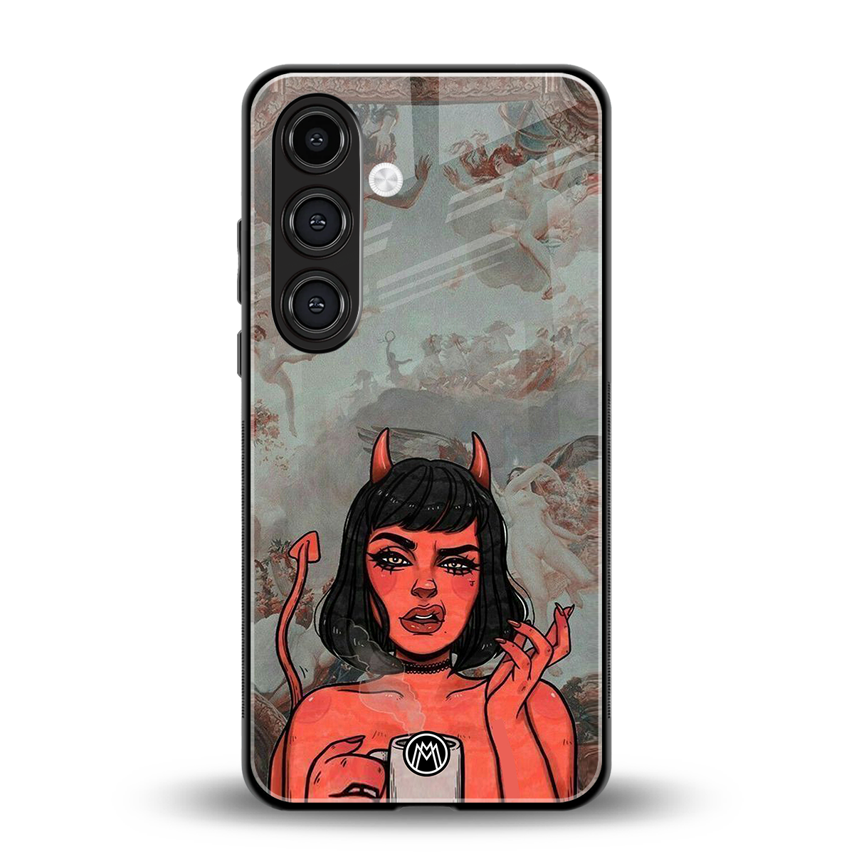 devil buys mymerchandize back phone cover | glass case for samsung galaxy s24 fe