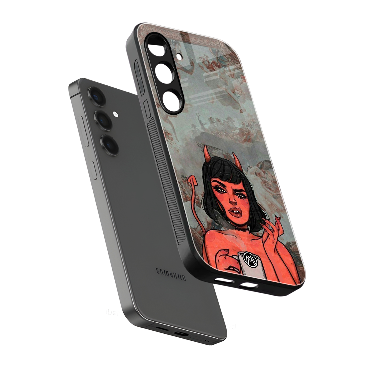 devil buys mymerchandize back phone cover | glass case for samsung galaxy s24 fe