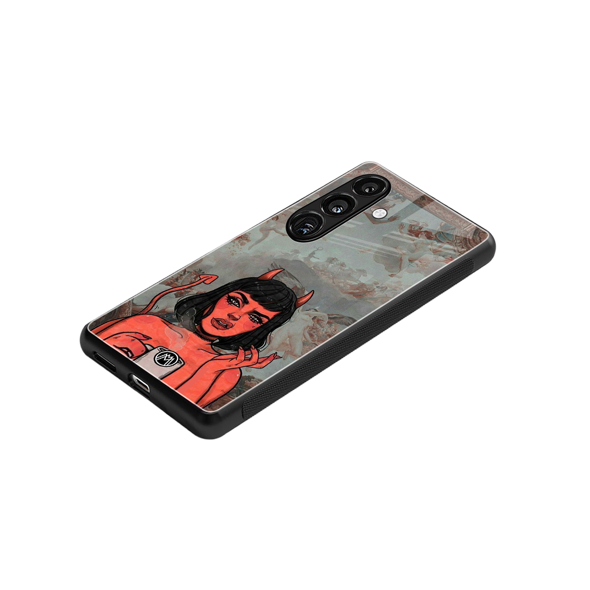 devil buys mymerchandize back phone cover | glass case for samsung galaxy s24 fe
