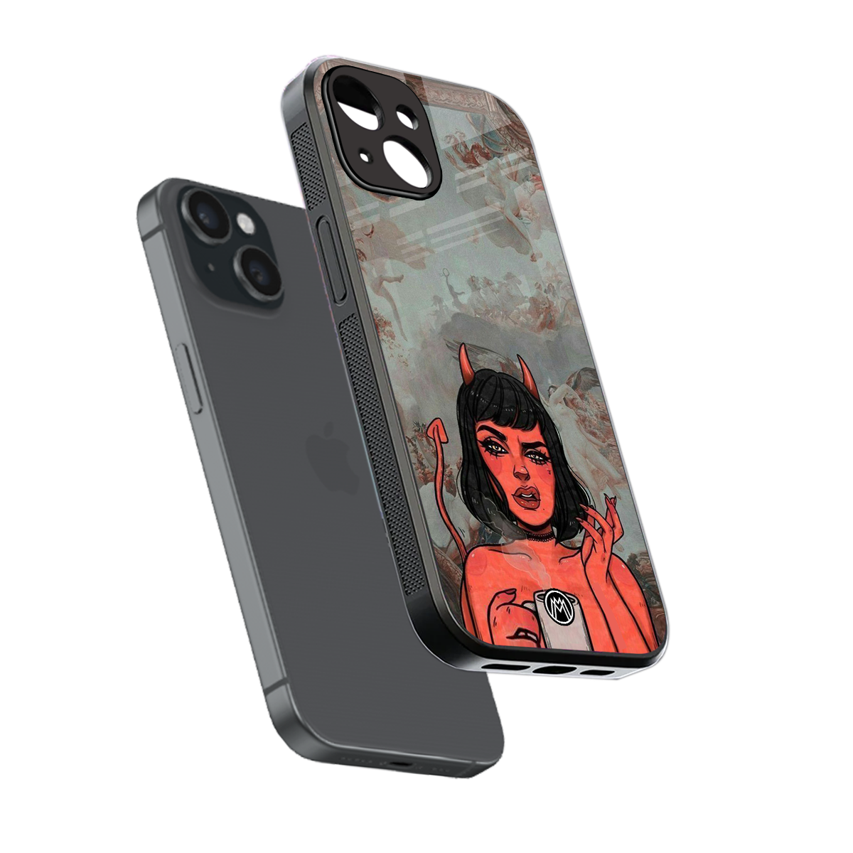 devil buys mymerchandize back phone cover | glass case for iphone 15