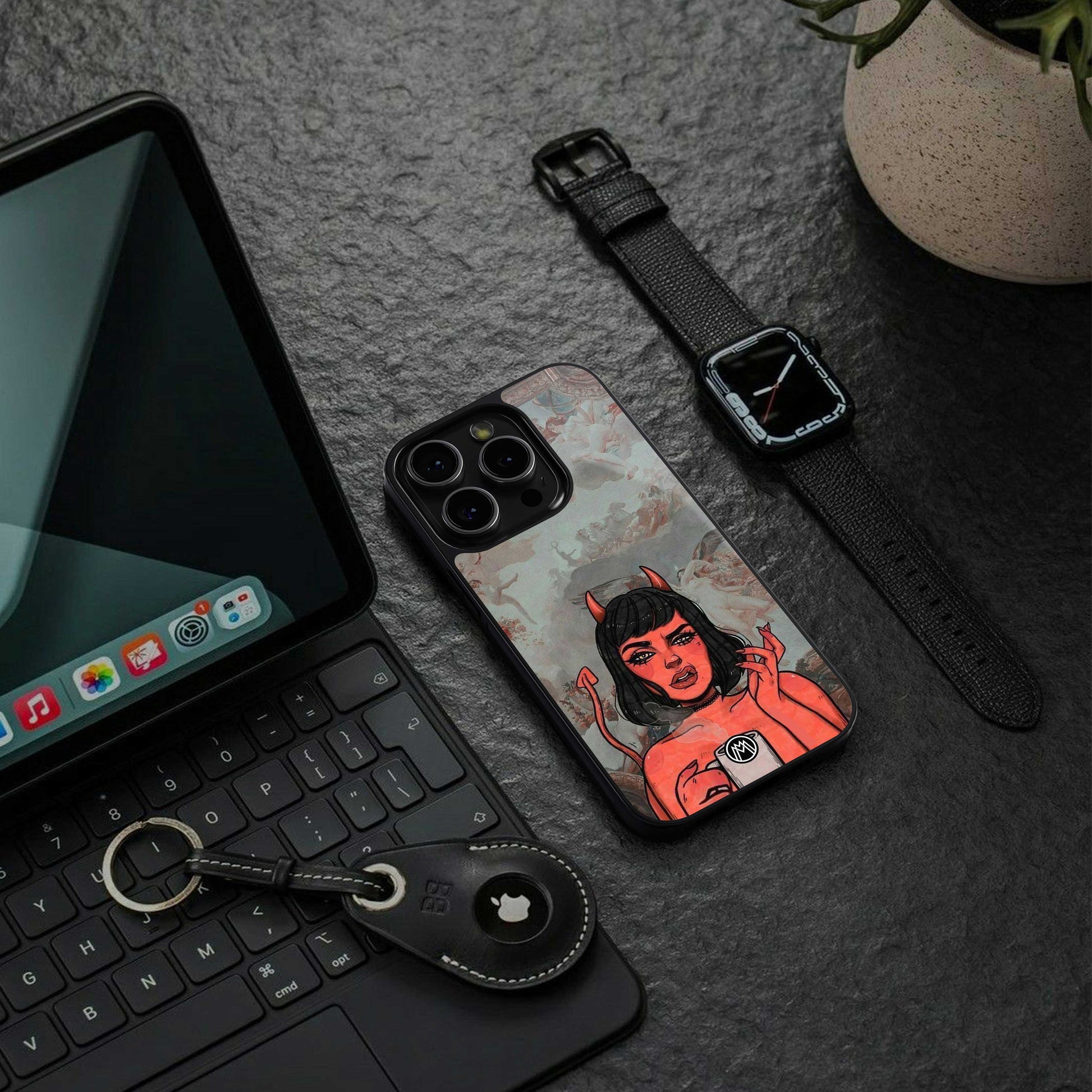 devil buys mymerchandize back phone cover | glass case for iphone 13 pro max