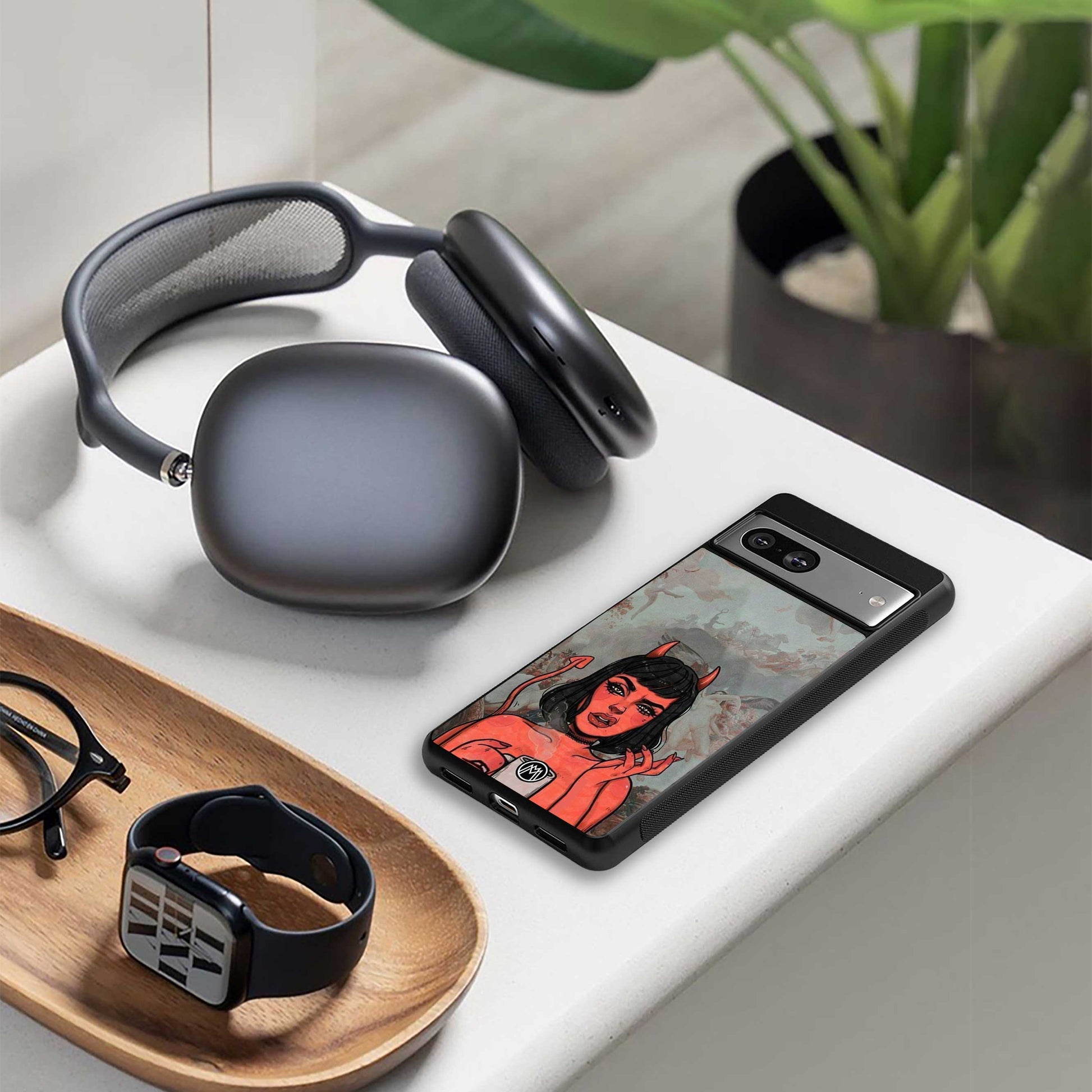 devil buys mymerchandize back phone cover | glass case for iphone 14 pro max