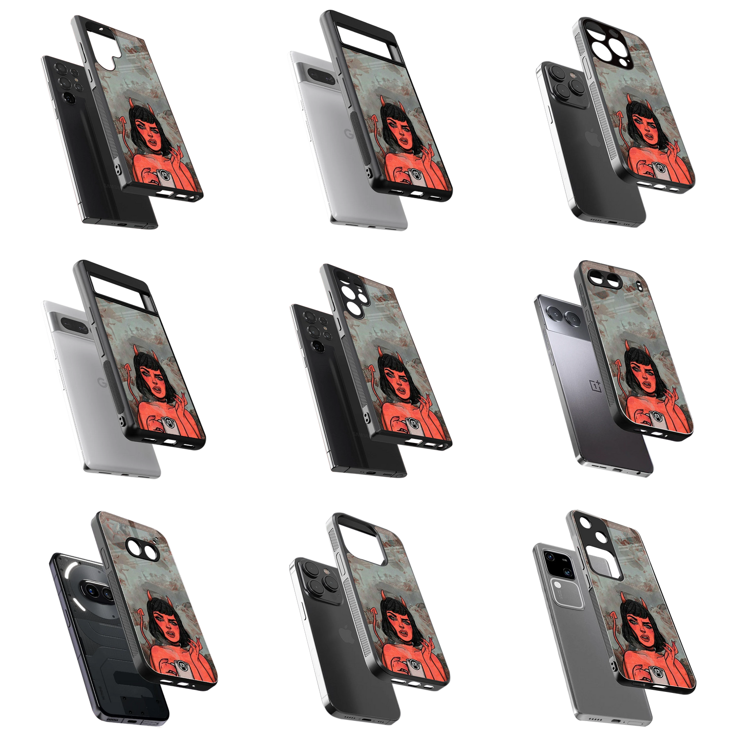 Durable Glass Back Mobile Case for iPhone, Samsung, OnePlus, Google Pixel, Redmi, Vivo, Oppo