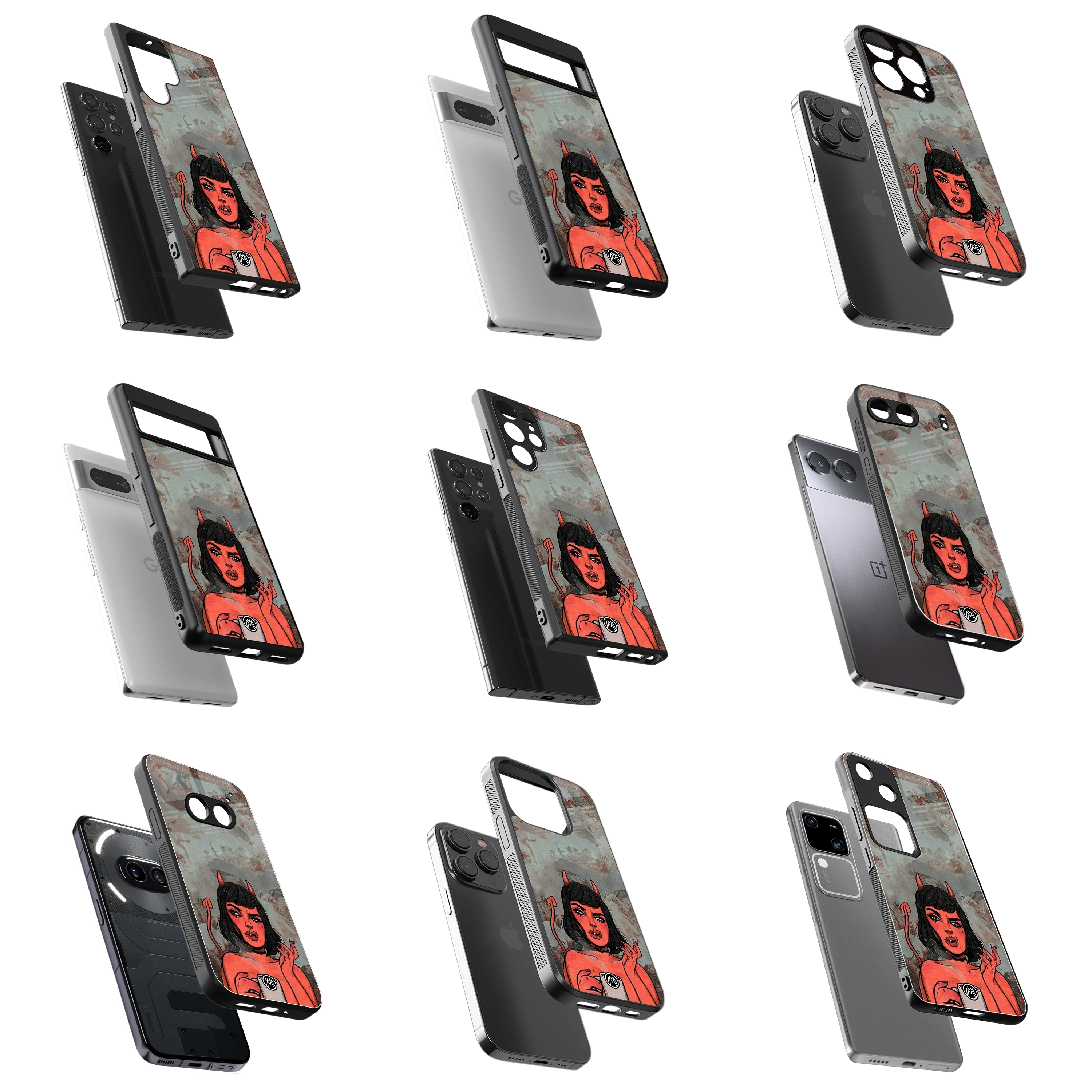 Durable Glass Back Mobile Case for iPhone, Samsung, OnePlus, Google Pixel, Redmi, Vivo, Oppo