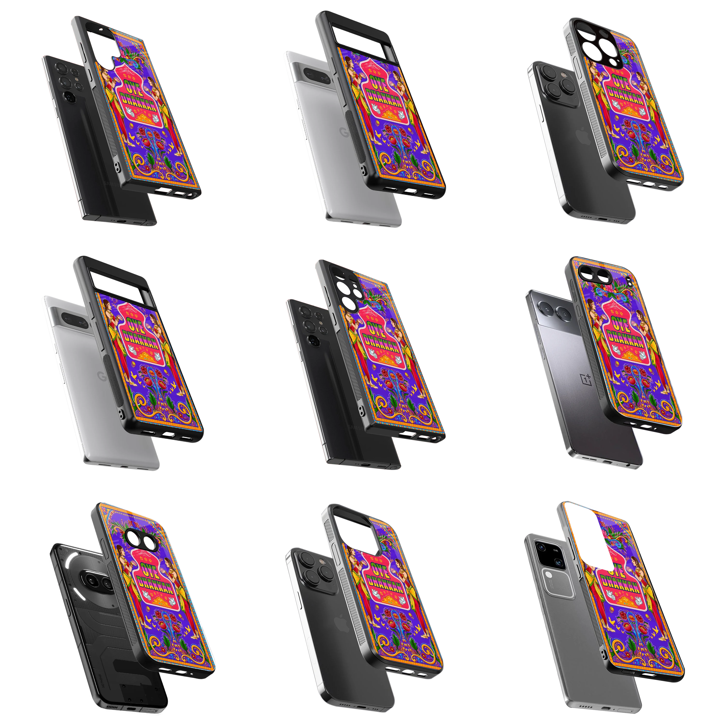 Durable Glass Back Mobile Case for iPhone, Samsung, OnePlus, Google Pixel, Redmi, Vivo, Oppo