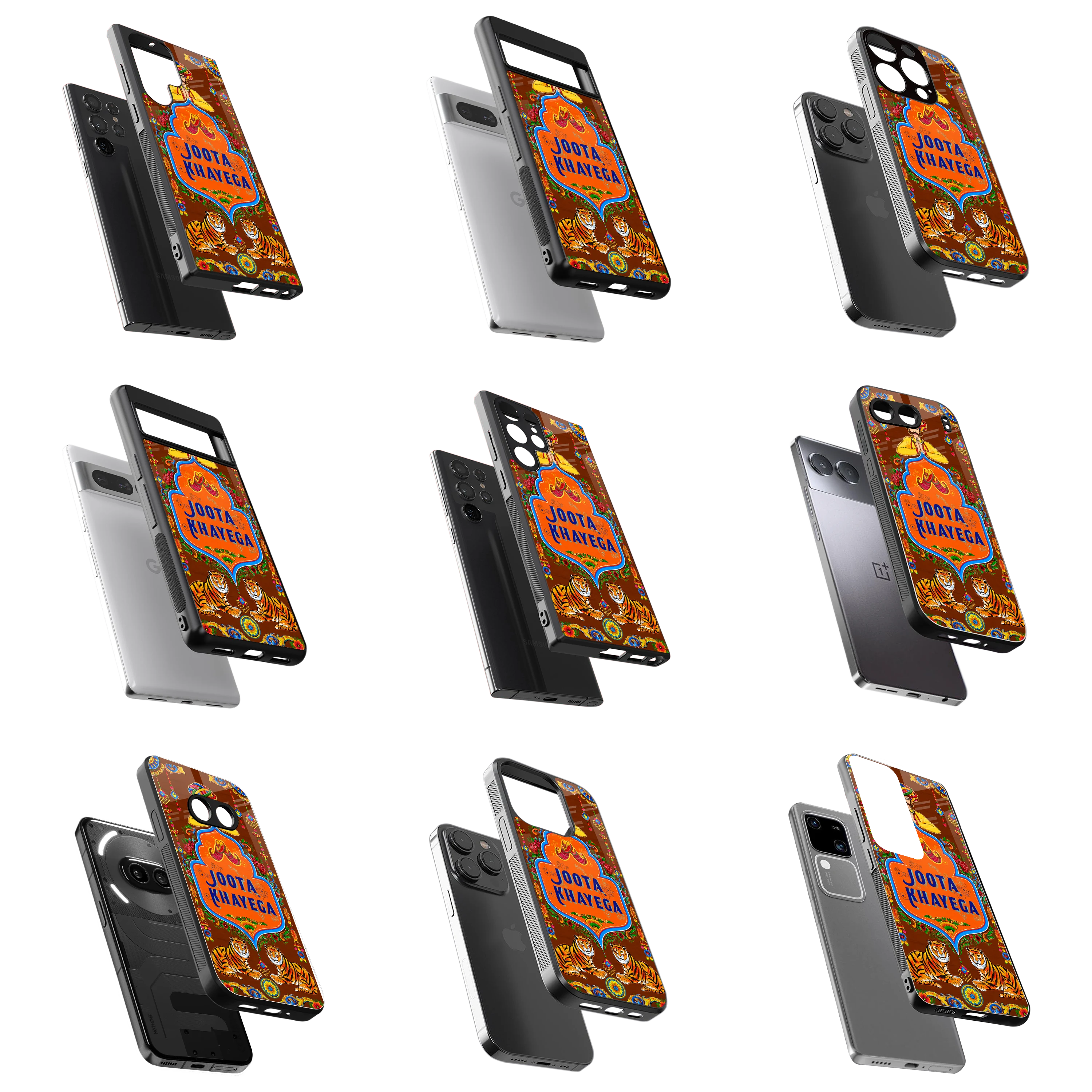Durable Glass Back Mobile Case for iPhone, Samsung, OnePlus, Google Pixel, Redmi, Vivo, Oppo