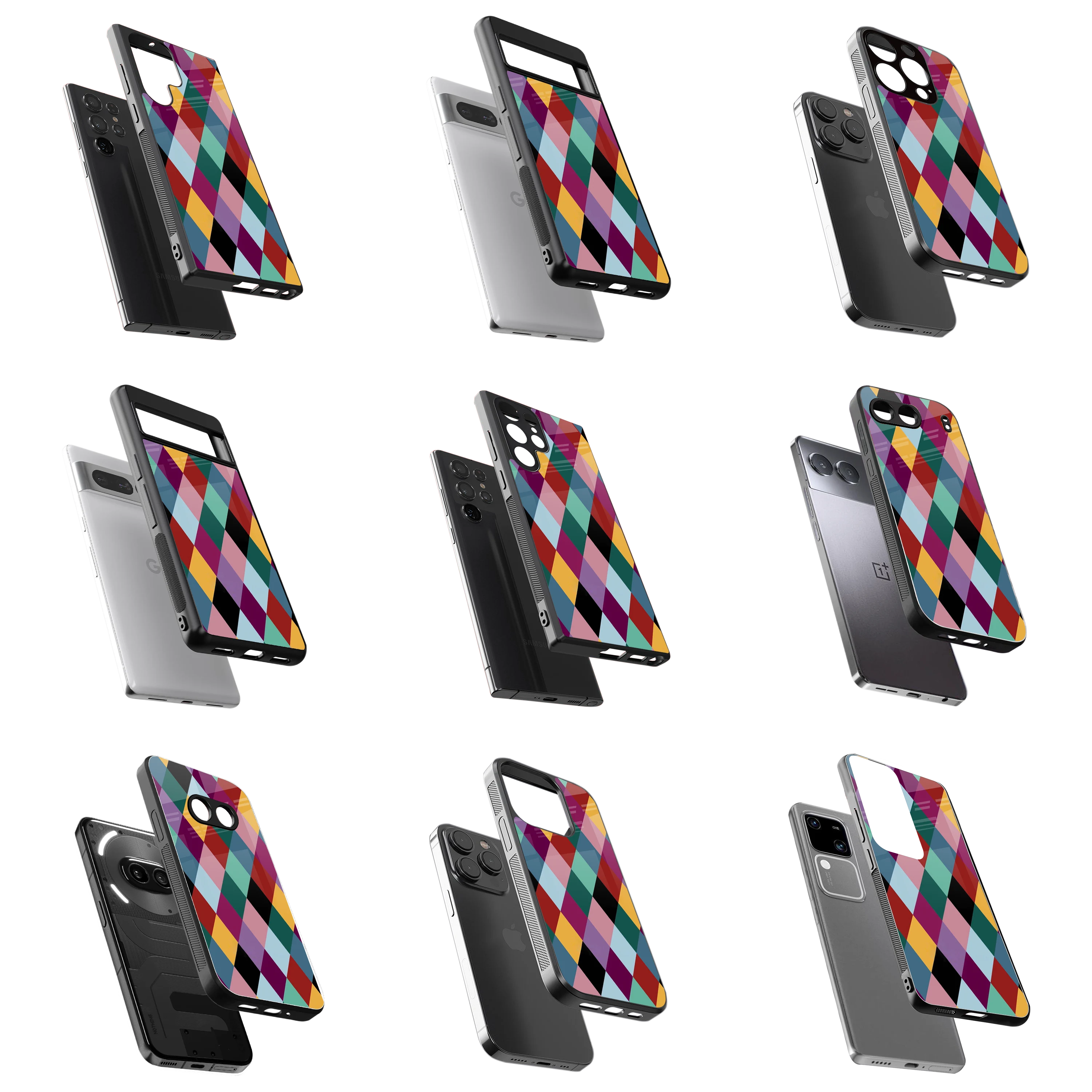 Durable Glass Back Mobile Case for iPhone, Samsung, OnePlus, Google Pixel, Redmi, Vivo, Oppo