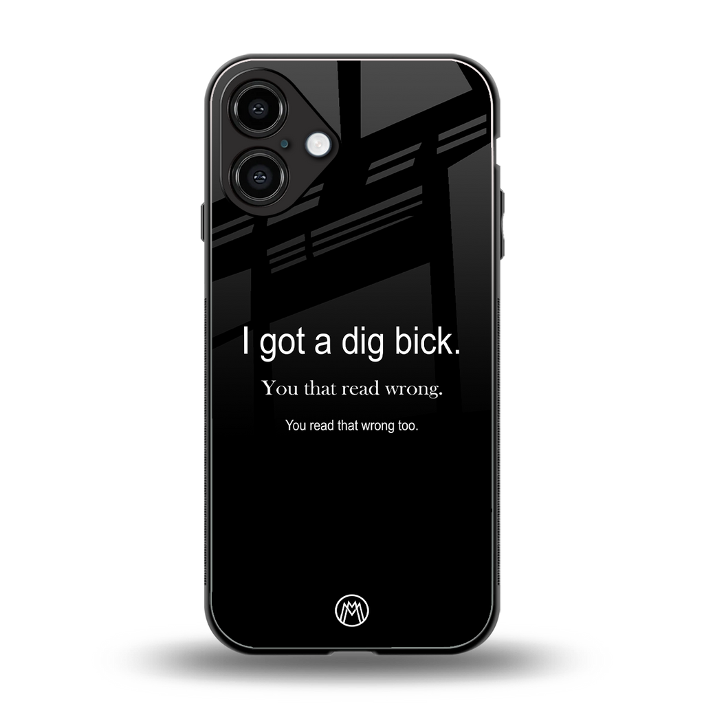 dig bick back phone cover | glass case for iphone 16 plus