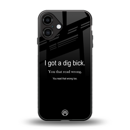 dig bick back phone cover | glass case for iphone 16 plus