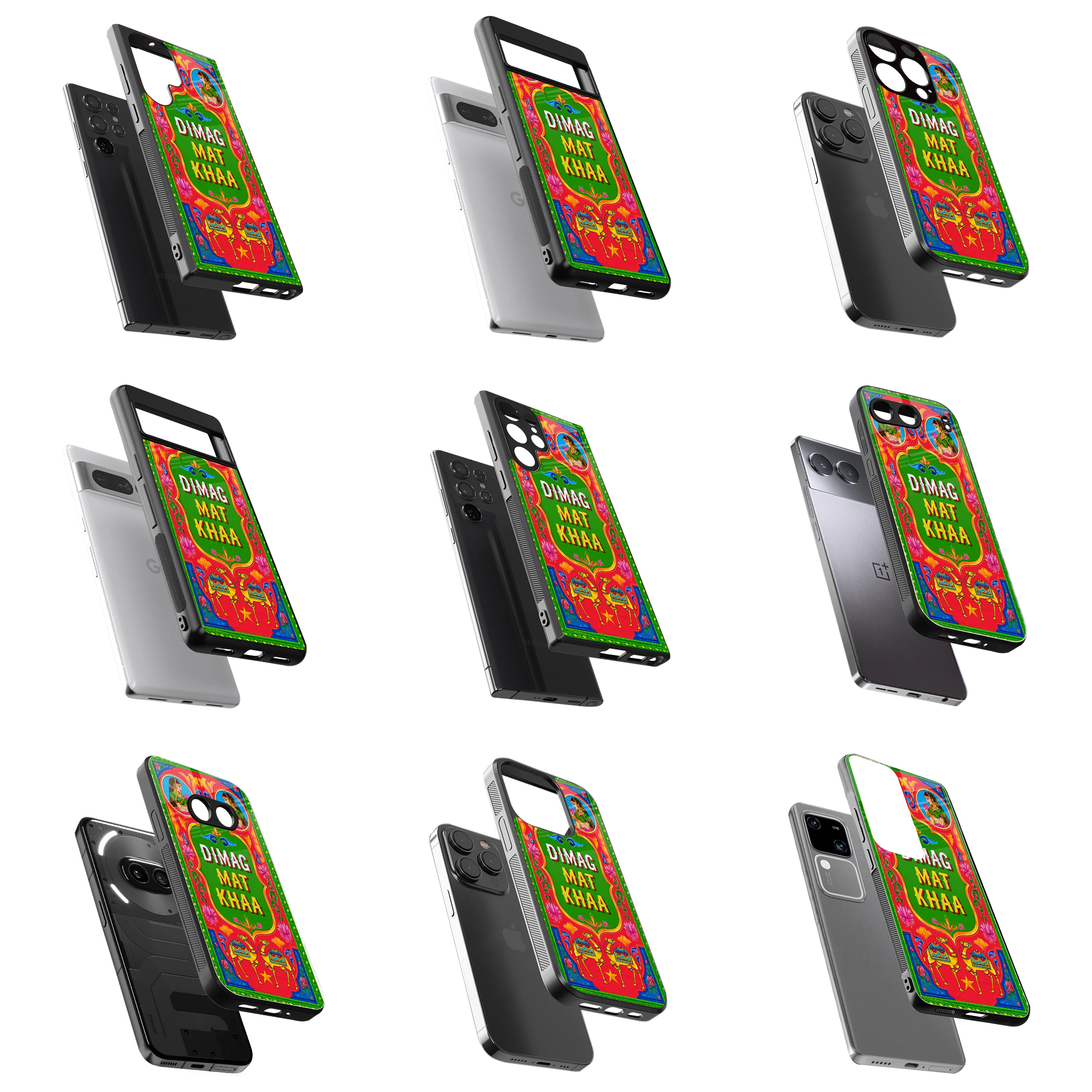 Durable Glass Back Mobile Case for iPhone, Samsung, OnePlus, Google Pixel, Redmi, Vivo, Oppo