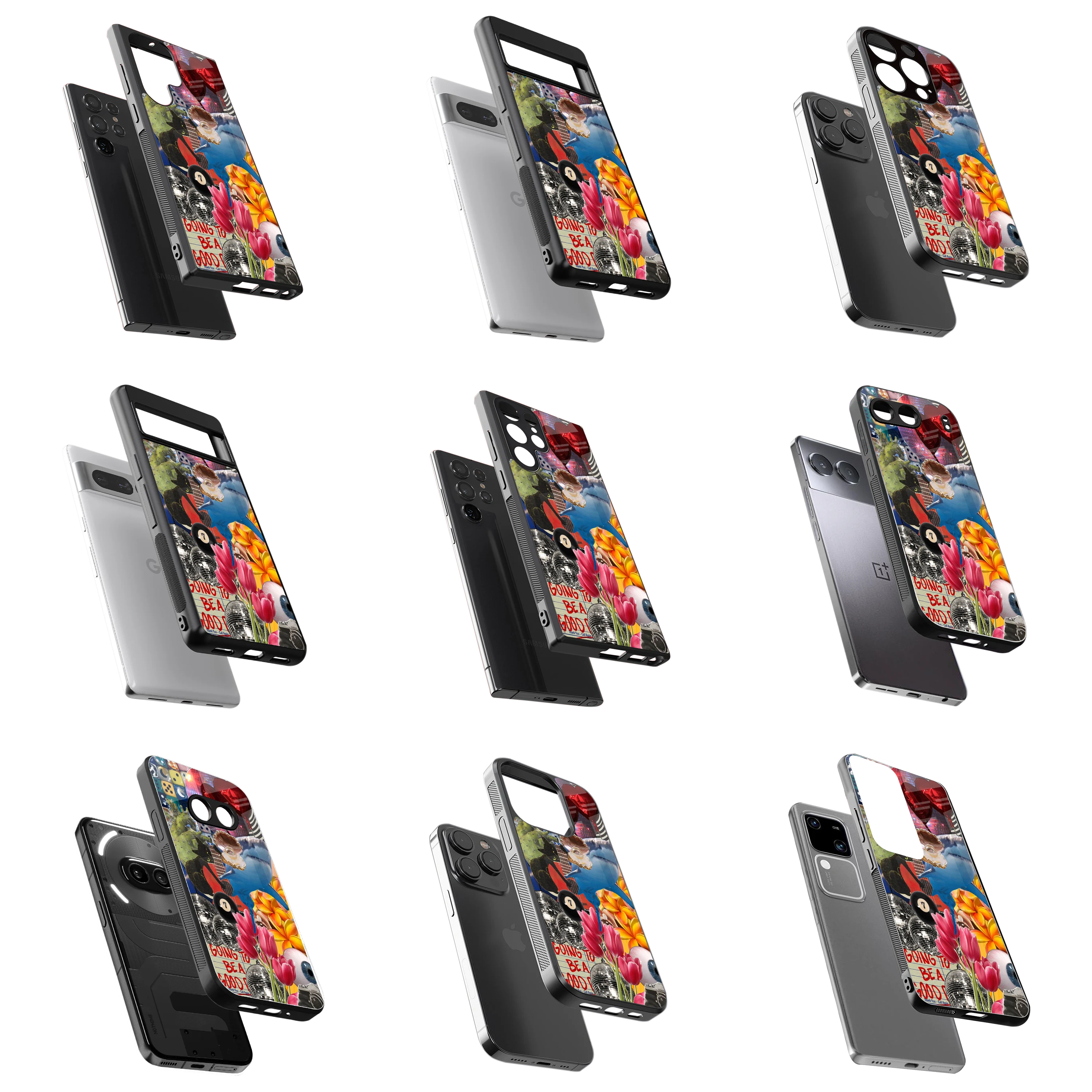 Durable Glass Back Mobile Case for iPhone, Samsung, OnePlus, Google Pixel, Redmi, Vivo, Oppo