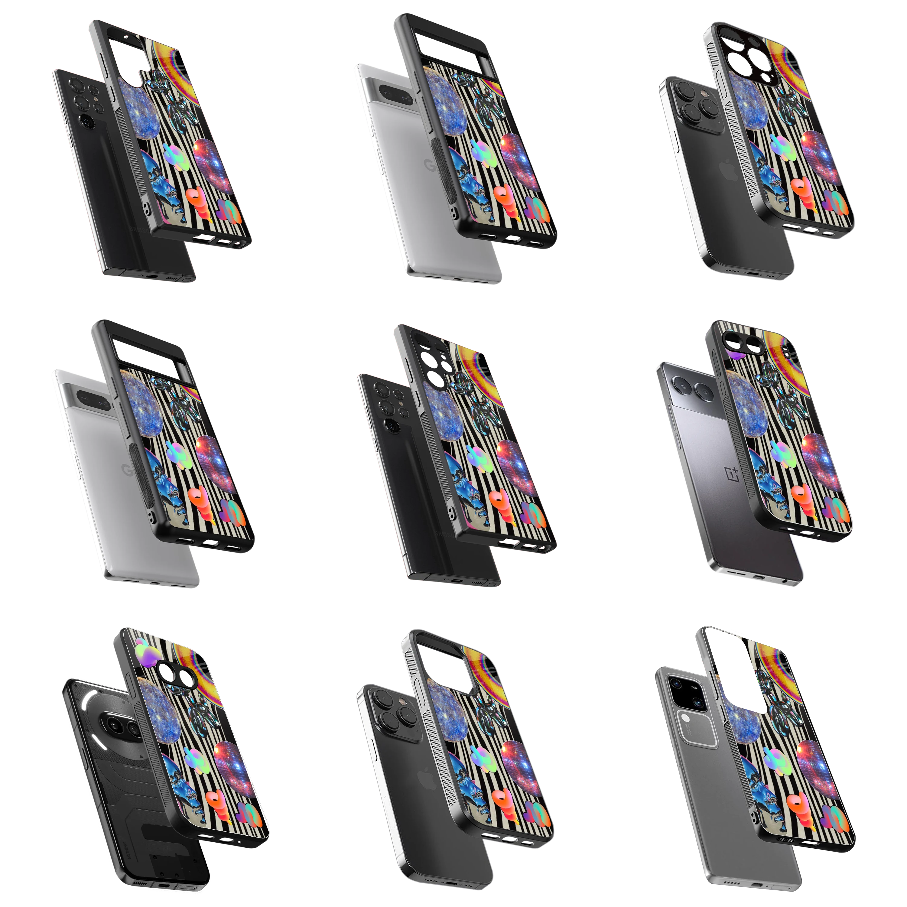 Durable Glass Back Mobile Case for iPhone, Samsung, OnePlus, Google Pixel, Redmi, Vivo, Oppo
