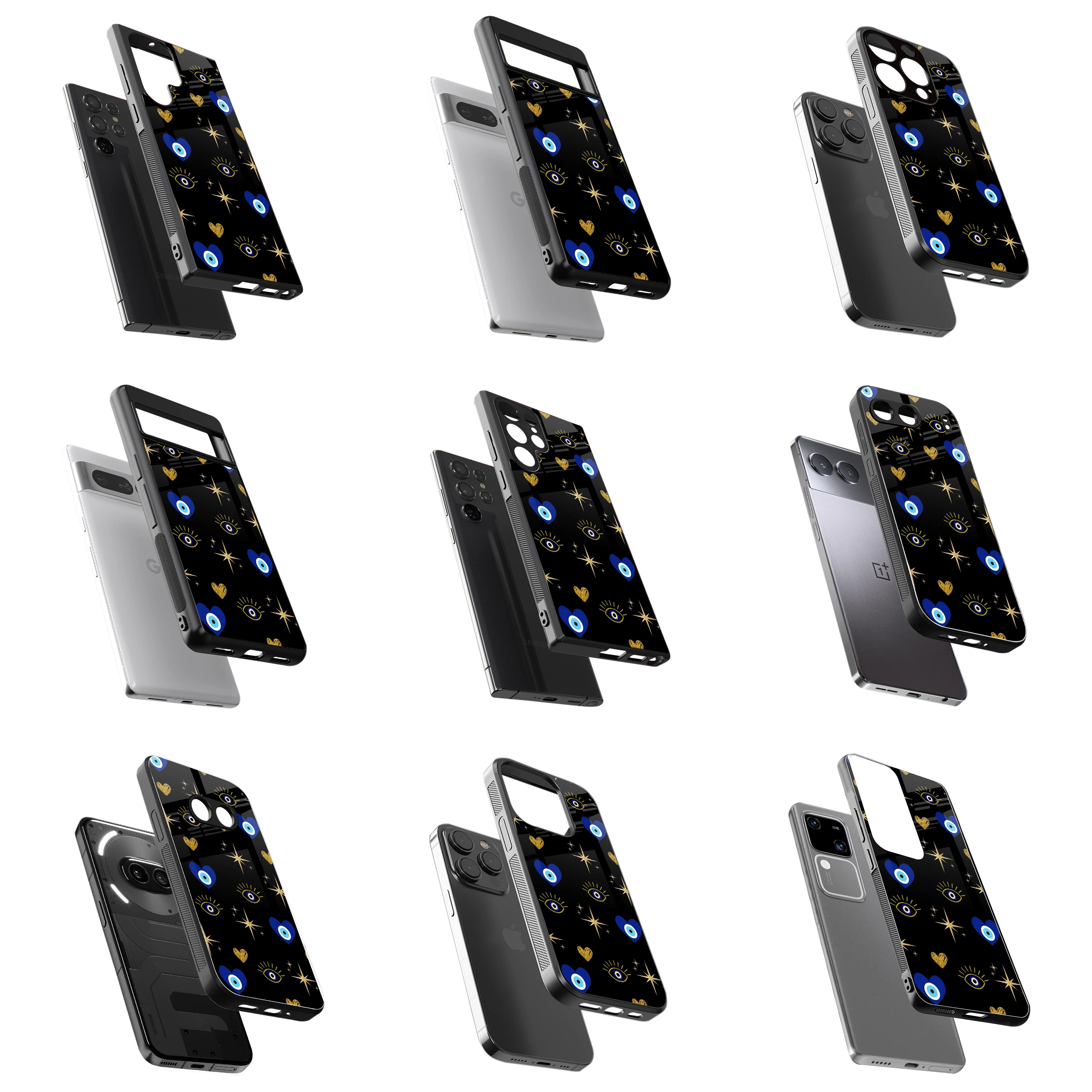 Durable Glass Back Mobile Case for iPhone, Samsung, OnePlus, Google Pixel, Redmi, Vivo, Oppo