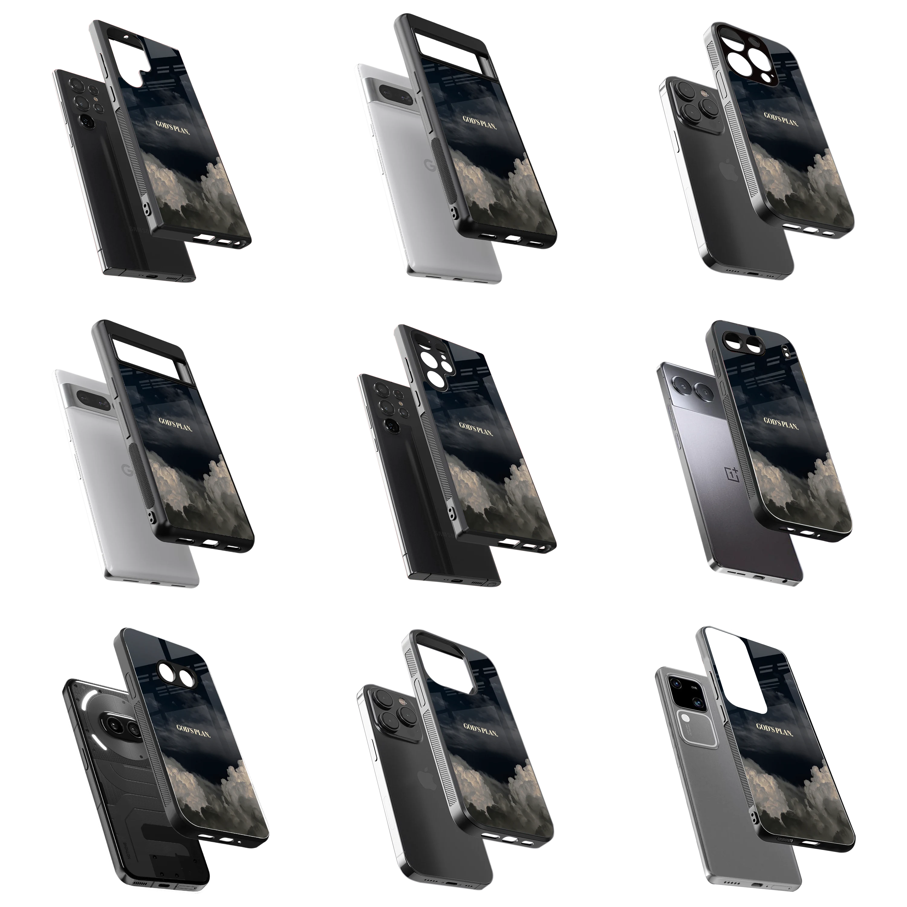 Durable Glass Back Mobile Case for iPhone, Samsung, OnePlus, Google Pixel, Redmi, Vivo, Oppo