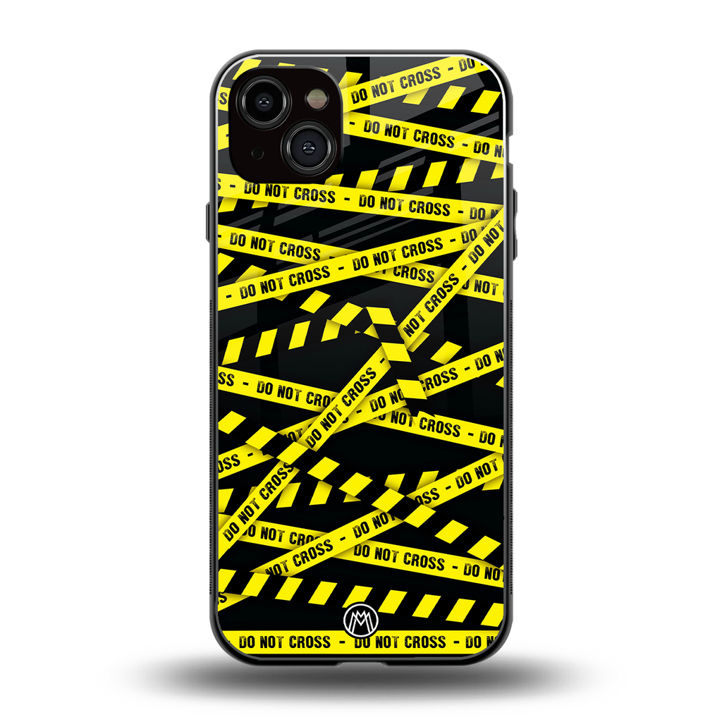 do not cross warning back phone cover | glass case for iphone 15 plus