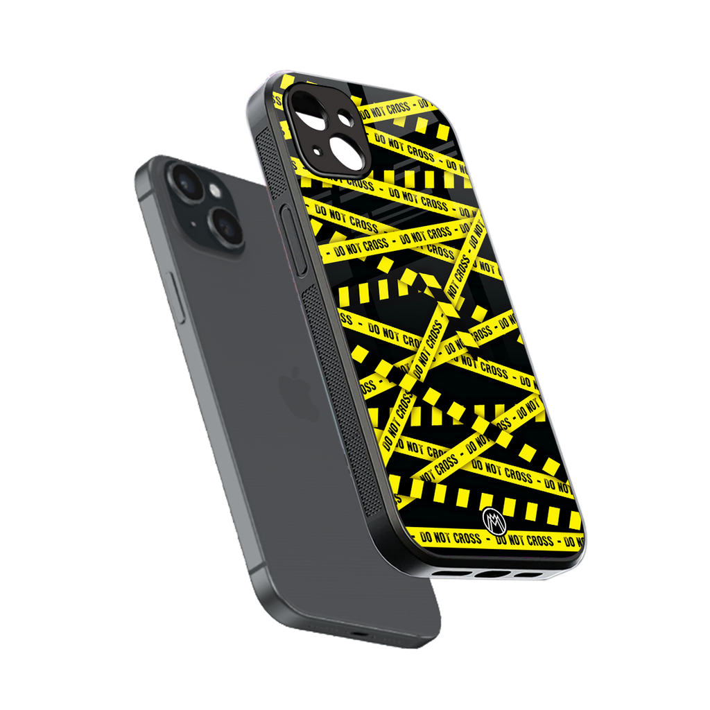 do not cross warning back phone cover | glass case for iphone 15 plus