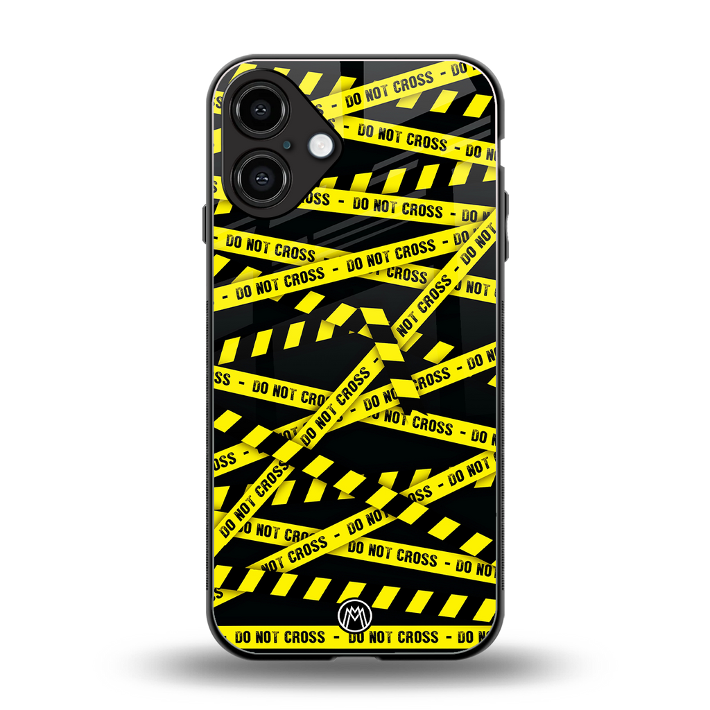 do not cross warning back phone cover | glass case for iphone 16 plus