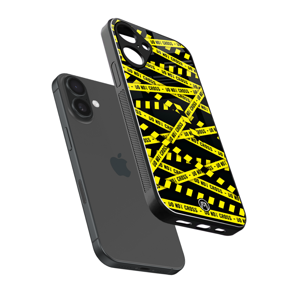 do not cross warning back phone cover | glass case for iphone 16 plus