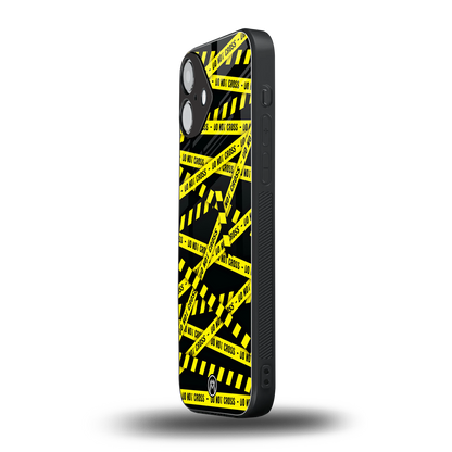 do not cross warning back phone cover | glass case for iphone 16 plus