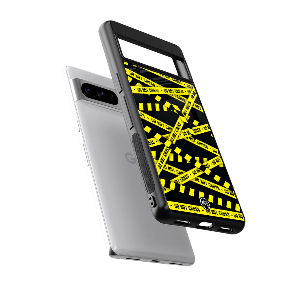 do not cross warning back phone cover | glass case for google pixel 8 pro