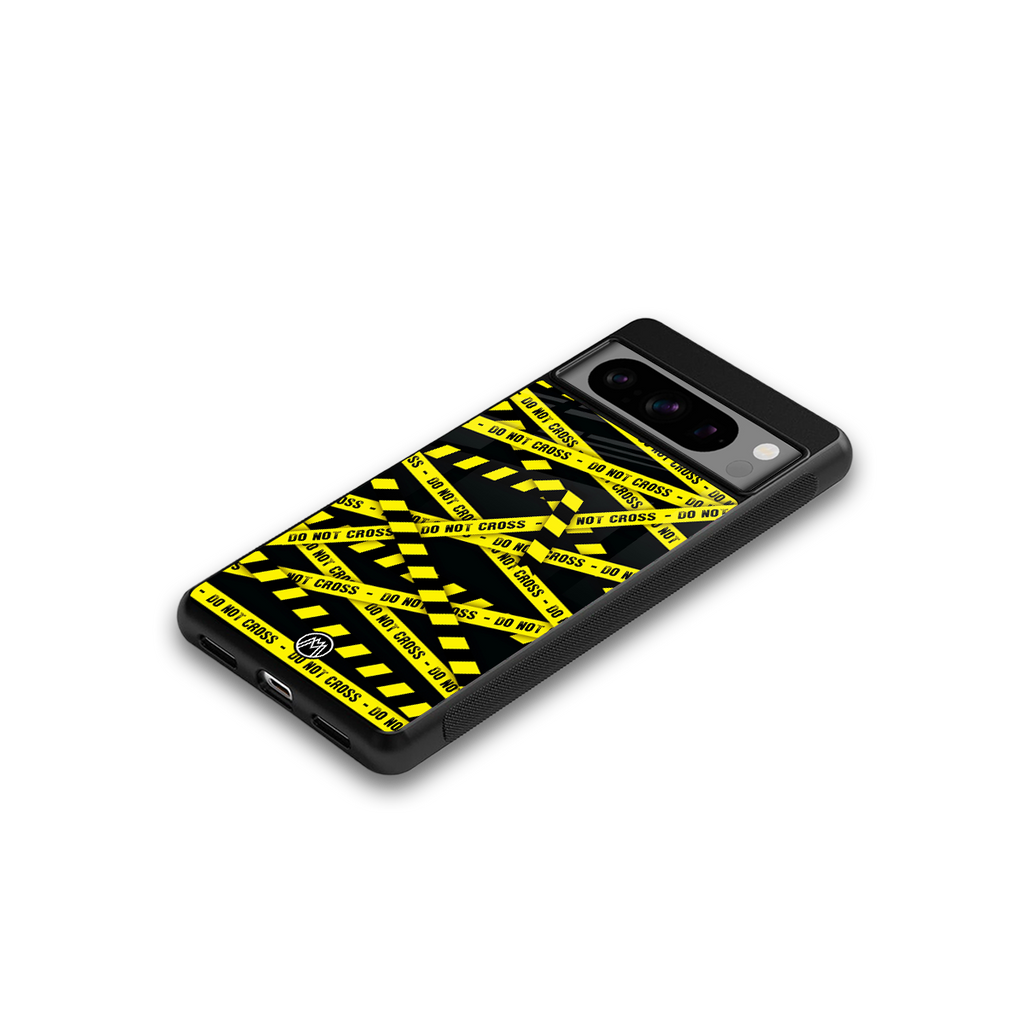 do not cross warning back phone cover | glass case for google pixel 8 pro