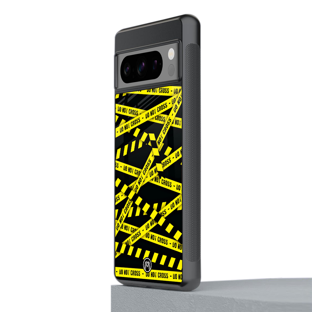 do not cross warning back phone cover | glass case for google pixel 8 pro