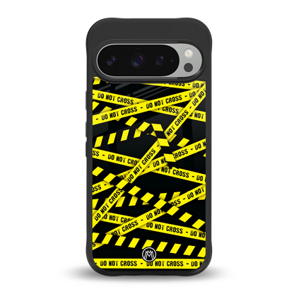 do not cross warning back phone cover | glass case for google pixel 9 pro xl