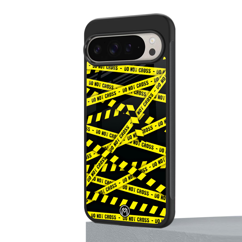 do not cross warning back phone cover | glass case for google pixel 9 pro