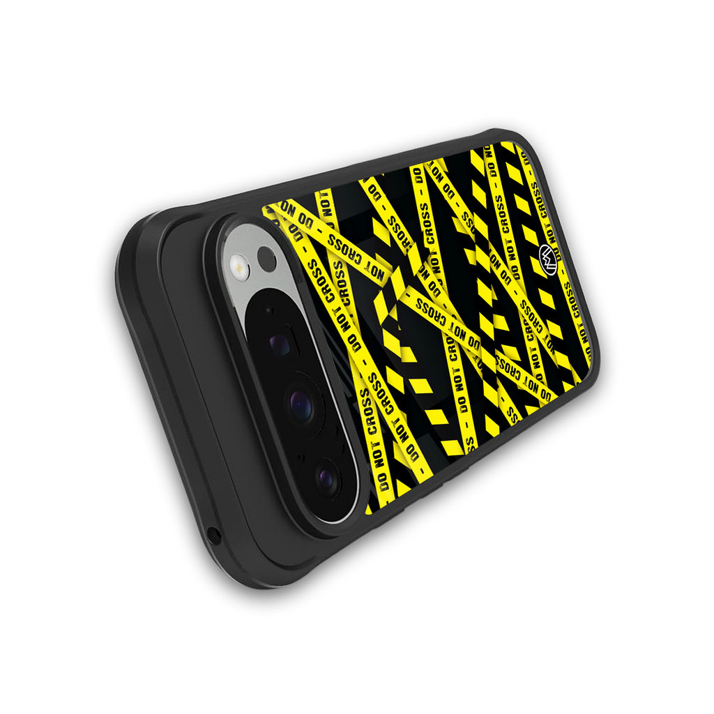 do not cross warning back phone cover | glass case for google pixel 9 pro
