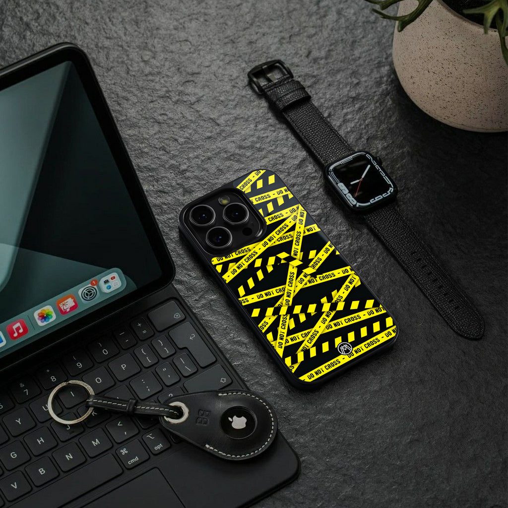 do not cross warning back phone cover | glass case for iphone 16