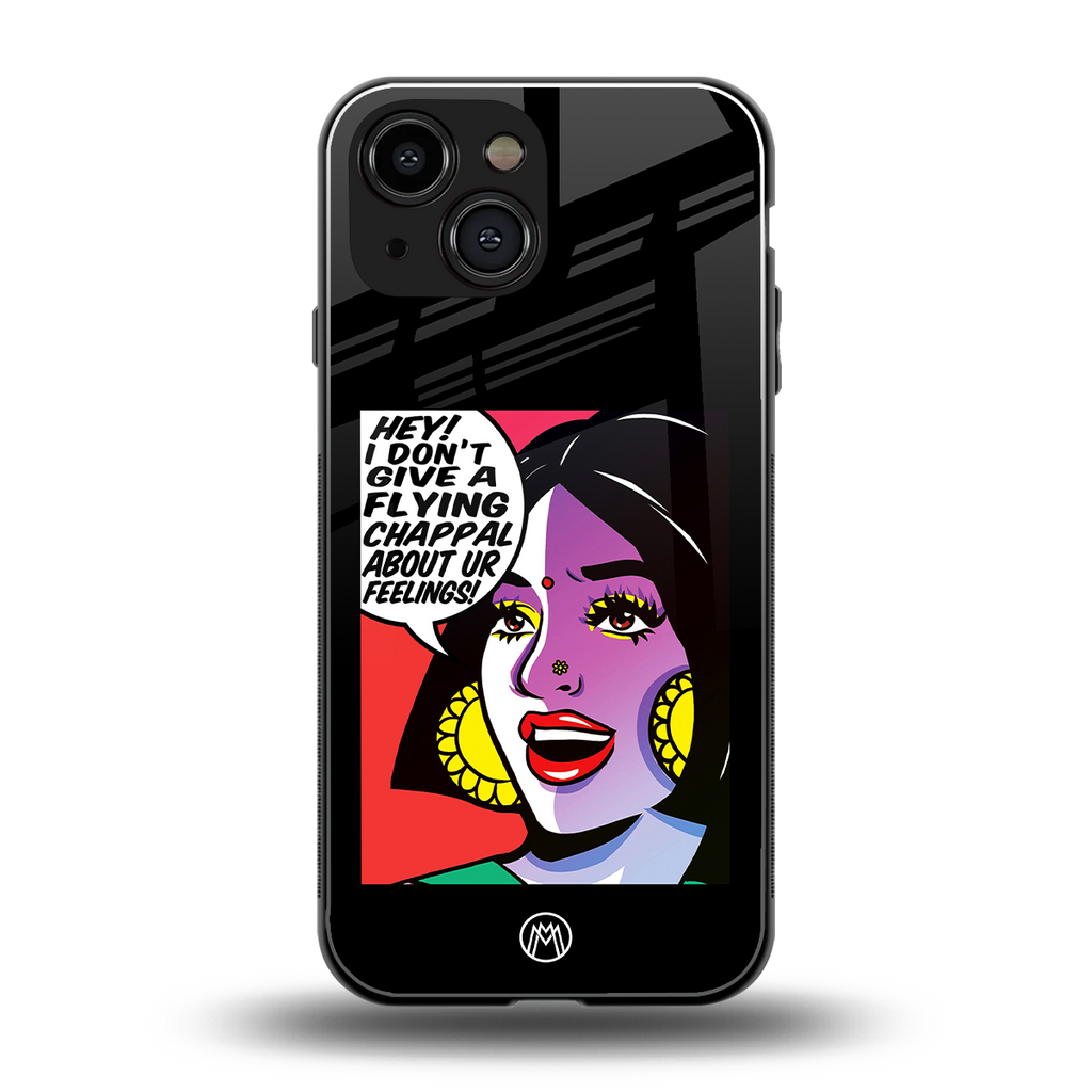 don't give a flying chappal back phone cover | glass case for iphone 13 mini