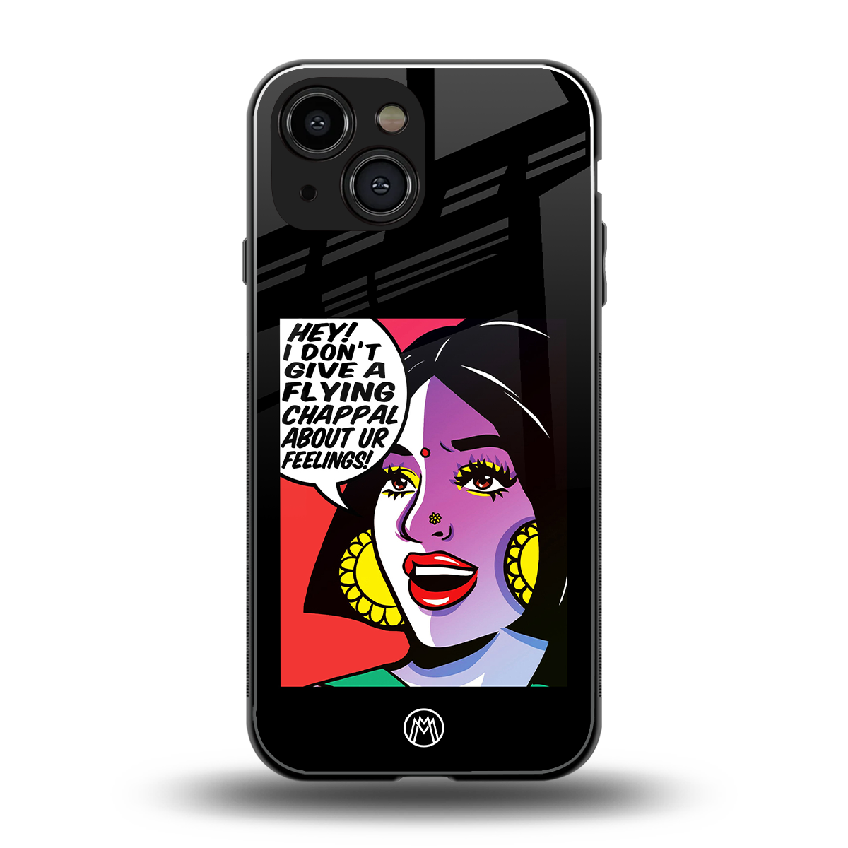 don't give a flying chappal back phone cover | glass case for iphone 13 mini