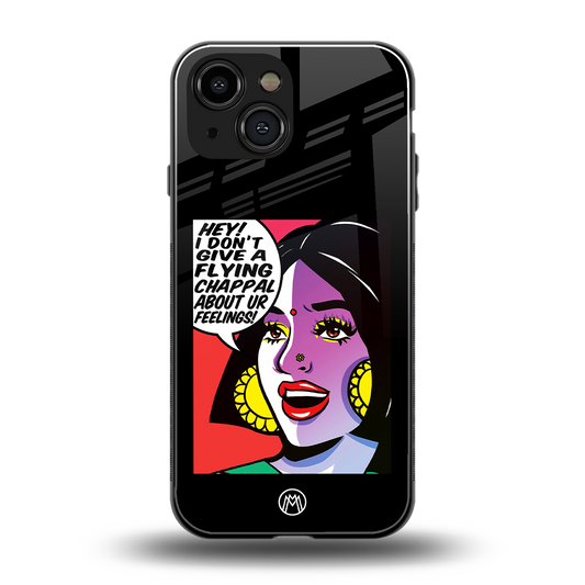 don't give a flying chappal back phone cover | glass case for iphone 13 mini