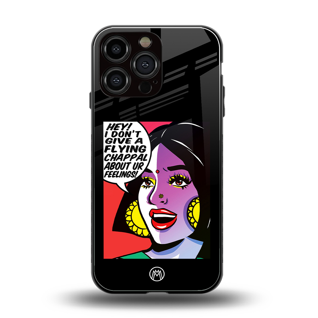 don't give a flying chappal back phone cover | glass case for iphone 13 pro max