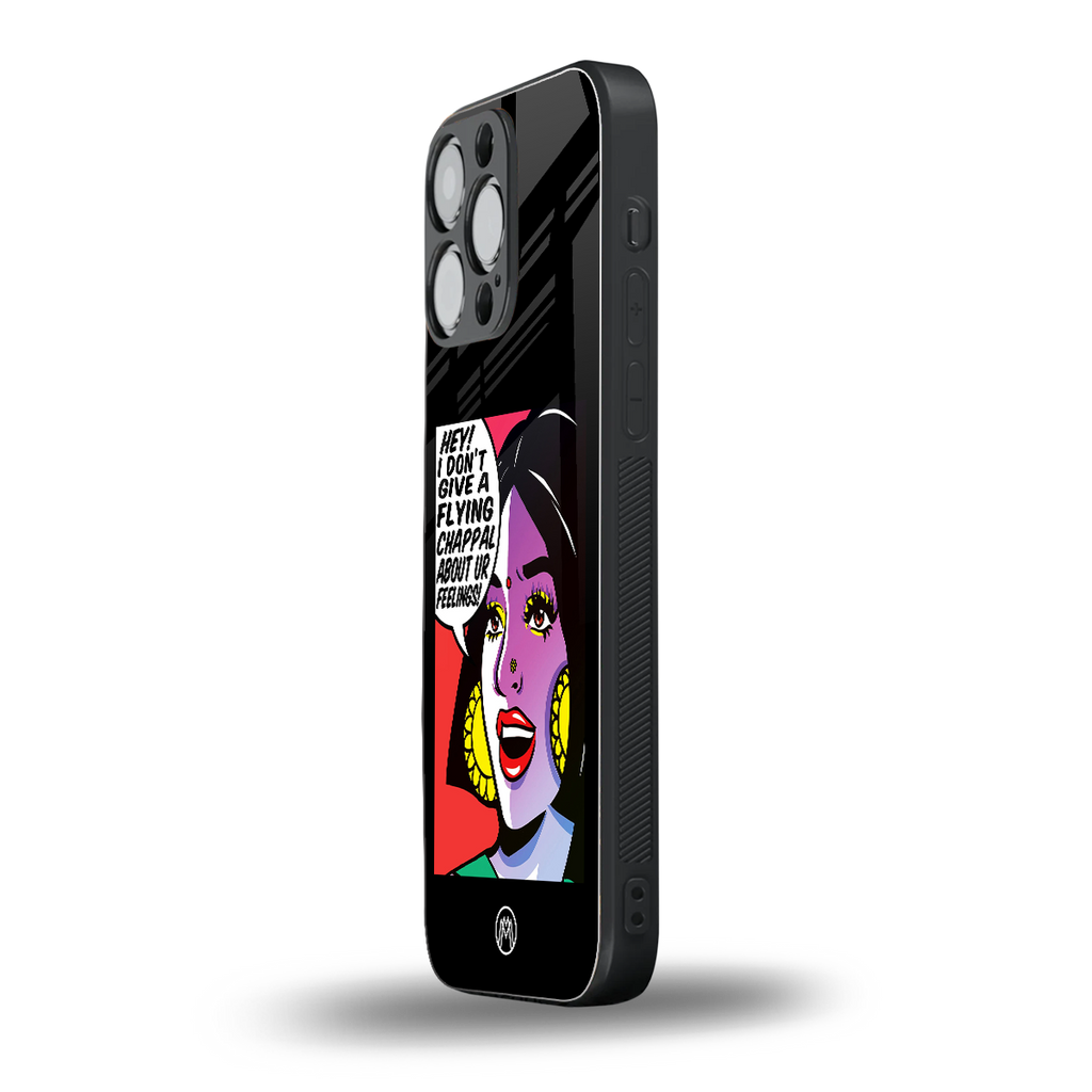 don't give a flying chappal back phone cover | glass case for iphone 13 pro max