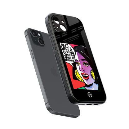 don't give a flying chappal back phone cover | glass case for iphone 14 plus